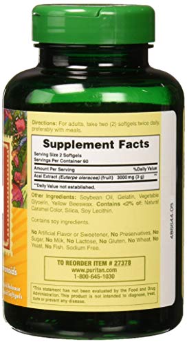 Puritan's Pride Triple Strength Acai 3000 MG, 120 Count Puritan's Pride