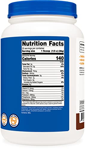 Nutricost Whey Protein Concentrate (Chocolate) 2LBS - Gluten Free & Non-GMO Nutricost