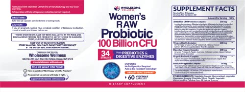 Dr. Formulated Raw Probiotics for Women 100 Billion CFUs with Prebiotics Wholesome Wellness