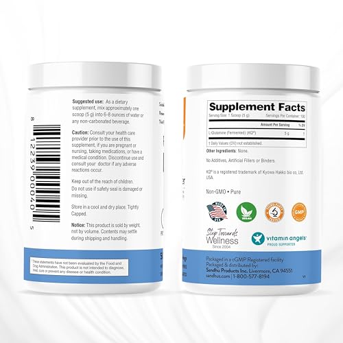 Sandhu's L-Glutamine - 100 Servings -Made in USA -500 Gram- Non-GMO- Amino Sandhu's