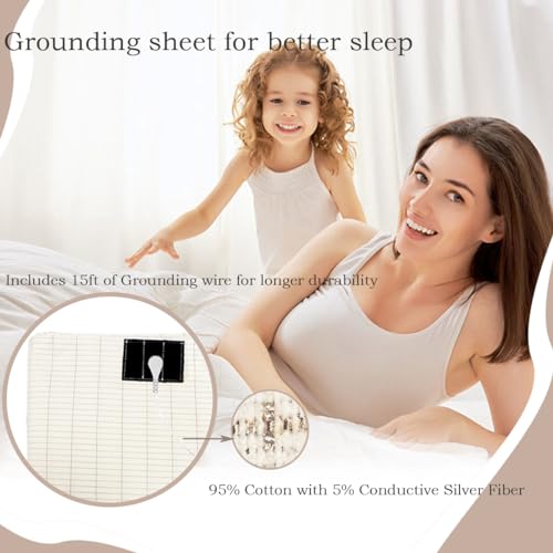 Grounding Sheet, Grounding Mat for Bed with Grounding Cord, Reduce Painful, Inflammation XINHUSU
