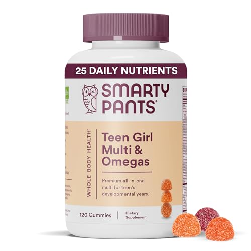 SmartyPants Teen Girl Multivitamin Gummies: Omega 3 Fish Oil (EPA/DHA), Vitamin D3