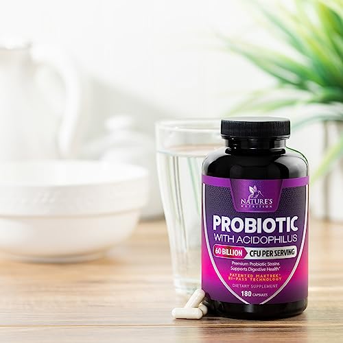 Probiotics, 60 Billion CFU per Serving, Probiotic with Prebiotics for Digestive & Immune Health Nature's Nutrition