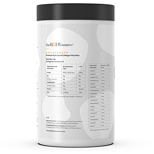 The Body Source Premium Hydrolysed Collagen Powder – 400g Unflavoured Bovine Collagen The Body Source