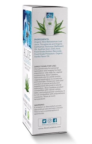 Aloe Cadabra Natural Water Based Personal Lube, Organic Lubricant for Her, Him & Couples, Unscented Aloe Cadabra