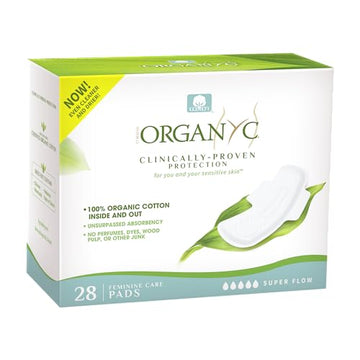 Organyc New and Improved 100% Certified Organic Cotton Overnight Feminine Pads