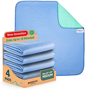 IMPROVIA® Washable Underpads, 34" x 36" (Pack of 4) - Heavy Absorben IMPROVIA