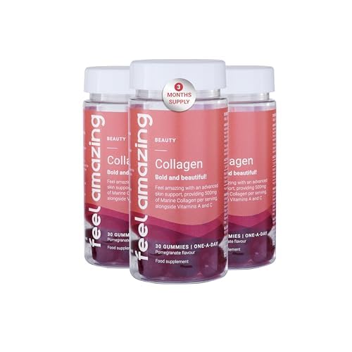 Collagen Gummies with Vitamins A and C, 500mg of Marine Collagen Per Serving, Advanced Skin Support, Feel Amazing