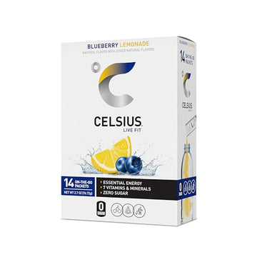 CELSIUS On-the-Go Essential Energy Drink Mix, Blueberry Lemonade (14 Stick Pack)