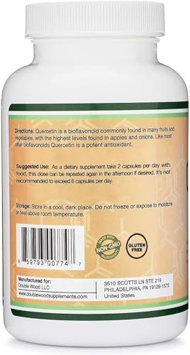Quercetin with Bromelain - 120 Count (1,200mg Servings) Immune Health Capsules Double Wood Supplements