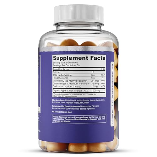 Essential Elements Zero-Sugar ACV Apple Cider Vinegar Gummies from “The Mother” Essential Elements