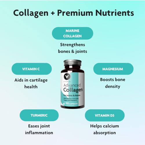 Premium Advanced Collagen Complex for Joint and Bone Health – High Strength Marine Collagen with Vitamin D3, Zinc, and Copper V Vitamini