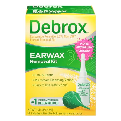 Debrox Ear Wax Removal Kit, Ear Cleaning Kit Includes Rubber Bulb Syringe Debrox