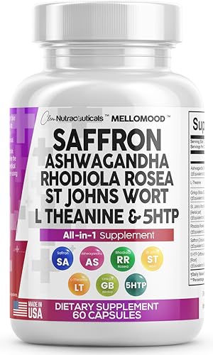 Clean Saffron Supplements with Ashwagandha 8000mg - Mood Support with L-Theanine Clean Nutraceuticals