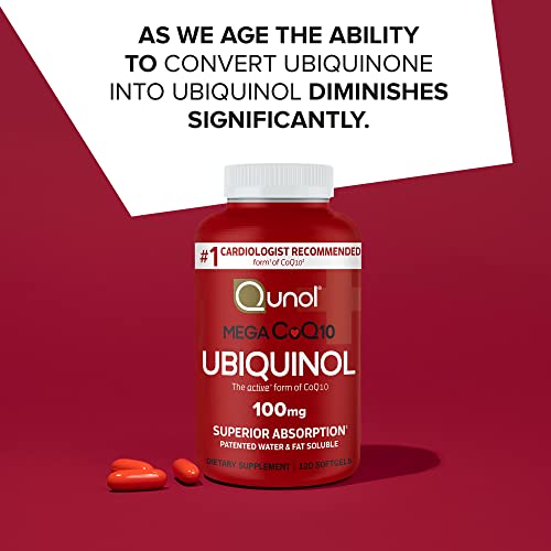 Qunol Mega Ubiquinol CoQ10 100mg Softgels- Superior Absorption - Active form Qunol