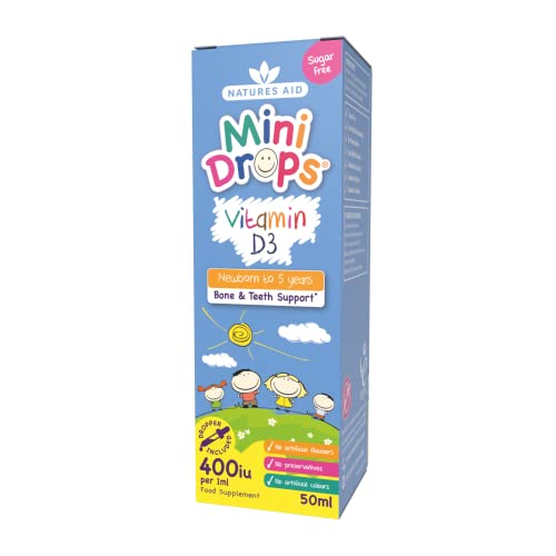 Natures Aid Vitamin D3 Mini Drops for Infants and Children, Sugar Free, 50ml natures aid