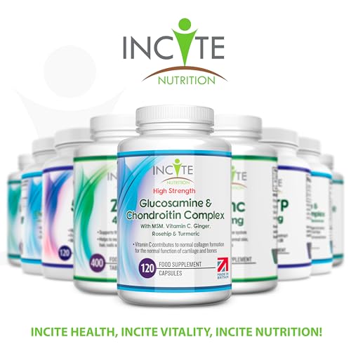Glucosamine and Chondroitin High Strength Complex with MSM, Vitamin C, Ginge Incite Nutrition