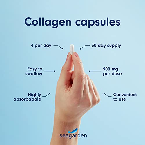 Seagarden Marine Collagen Capsules + Vitamin C | Collagen Peptides (Type I & III) SEAGARDEN