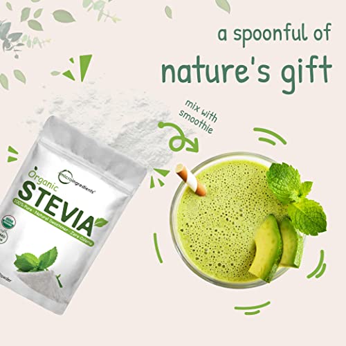 Pure Organic Stevia Powder, 4 Ounces, 706 Serving, Highest Grade Stevia Green Micro Ingredients