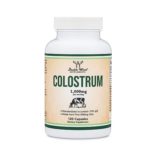 Colostrum Supplement 120 Capsules, 1,000mg per Serving (Bovine Colostrum Powder Double Wood Supplements