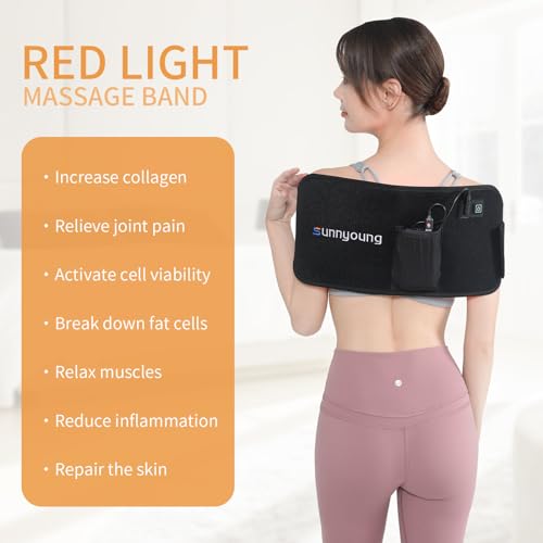 SUNNYOUNG Red Light Therapy Belt, Infrared Light Therapy Wrap Muscle Relaxing Belt with 120 LED Lights sunnyoung