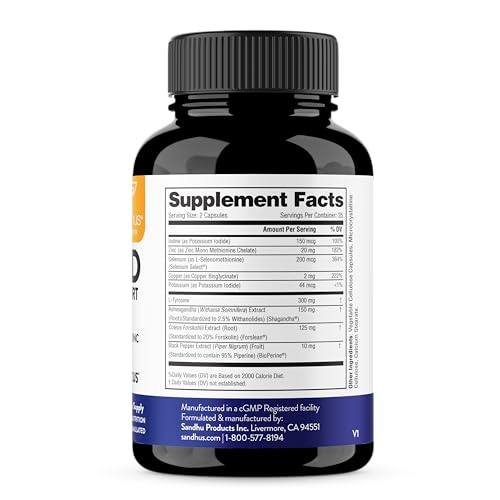 Sandhu's Thyroid Support Complex with Iodine Supplement|60 Capsules, 30 Days Supply Sandhu's