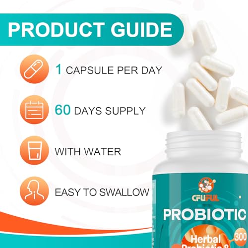 Probiotics for Women & Men - 300 Billion CFU & 24 Strains Probiotic with 15 Organic Herbs Cfuful