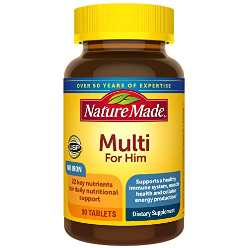 Nature Made Multivitamin For Him with No Iron, Mens Multivitamins for Daily Nutritional 