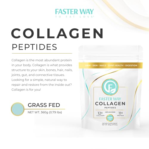 FASTer Way to Fat Loss, Unflavored, 360g Grass-Fed Beef Collagen Peptides for Skin FASTer Way to Fat Loss