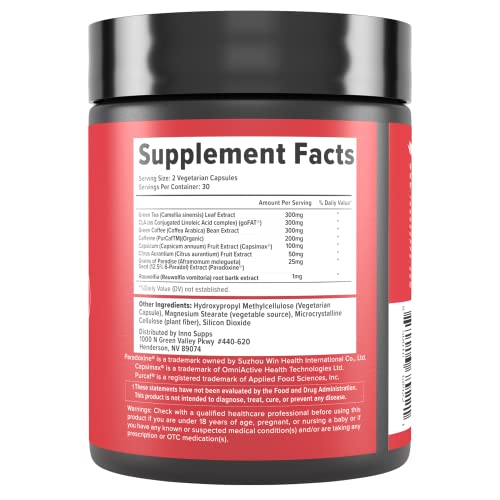 Inno Shred - Day Time Fat Burner | 100mg Capsimax, Grains of Paradise, Organic Caffeine InnoSupps