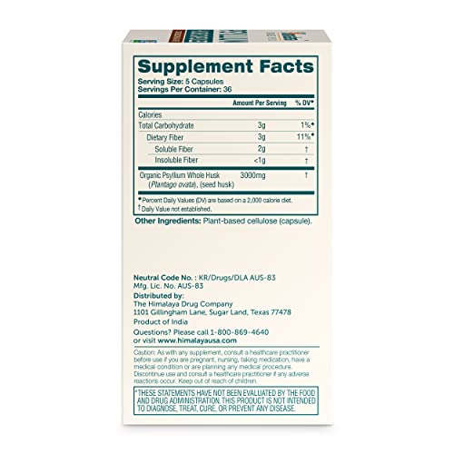 Himalaya Psyllium Husk Capsules, Natural Daily Fiber Supplement, Regularity, Constipation Himalaya