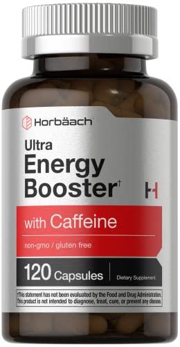 Ultra Energy Supplement | 120 Capsule Pills | with Caffeine & Vitamin B12 | Daily Energy Booster
