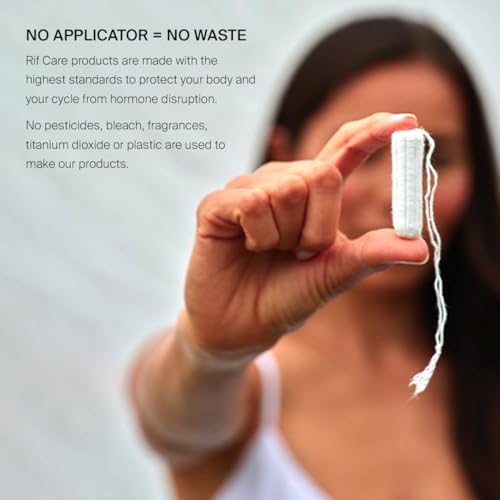 Rif Care Organic Cotton Non Applicator Tampons Regular Absorbency 18 Count Rif care