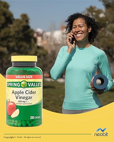 Spring Valley Apple Cider Vinegar 450mg, Value Size 250 Capsules, Dietary Supplement Neobit