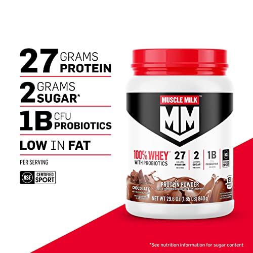 Muscle Milk 100% Whey With Probiotics Protein Powder, Vanilla, 1.85 Pound, 23 Servings Muscle Milk