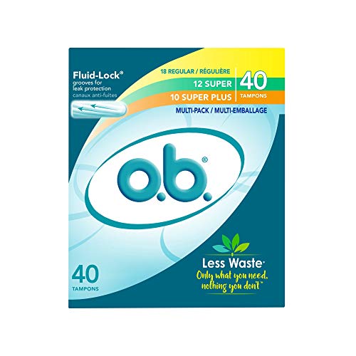 o.b. Tampons Multipack | Non-Applicator Tampon, Unscented | Regular/Super/Super Plus Tampons, 40ct o.b.