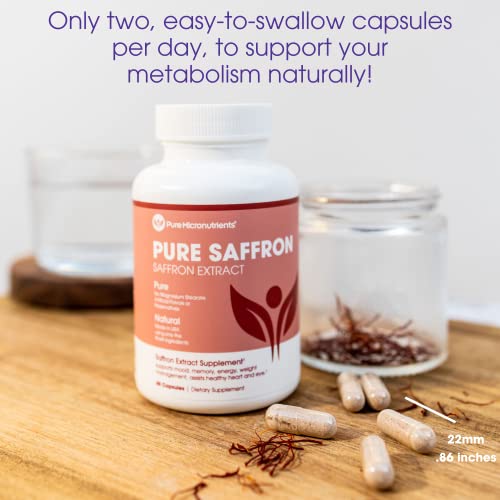 Saffron Supplements - 100% Pure Saffron Extract Capsules - Boost Energy & Mood Pure Micronutrients
