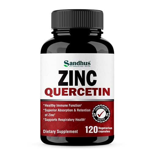 Sandhu's Zinc Quercetin 120 Vegetarian Capsules – Zinc Supplements for Antioxidant