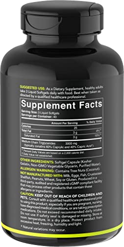 Sports Research Keto MCT Oil Capsules derived from Coconut Oil | Keto Fuel for The Brain Sports Research