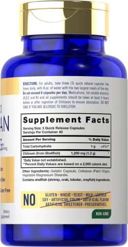 Carlyle Chitosan Supplement 1200mg | 120 Quick Release Capsules | Non-GMO Carlyle
