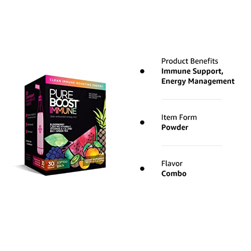 Pureboost Immune Clean Energy Drink Mix: Immunity Supplement with Elderberry Pureboost