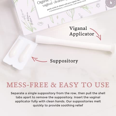 Femallay Lavender and Tea Tree Oil Vaginal Cleansing Suppositories for Hygiene, 100% Natural Melts Femallay