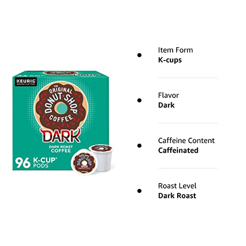 The Original Donut Shop Dark Coffee, Keurig Single-Serve K-Cup Pods, Dark Roast, 96 Ct The Original Donut Shop