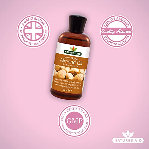 Natures Aid Almond Oil, Pure, Sweet Almond Oil, Massage Oil, Suited to Dry, Sensitive Skin natures aid