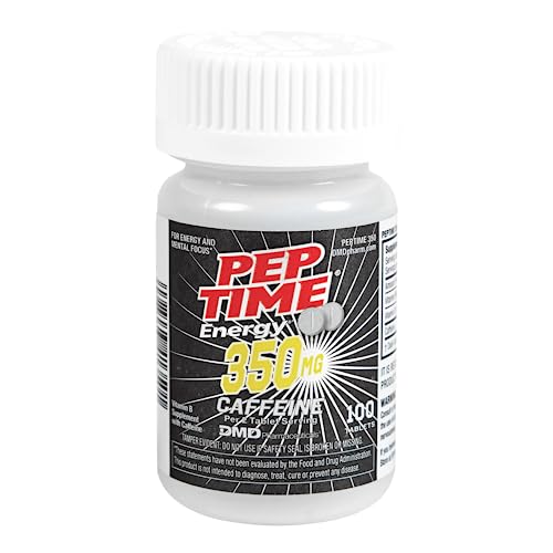 PEPTIME Energy Tablets, Vitamin B6 and B12 Caffeine Pills, 350 mg Caffeine