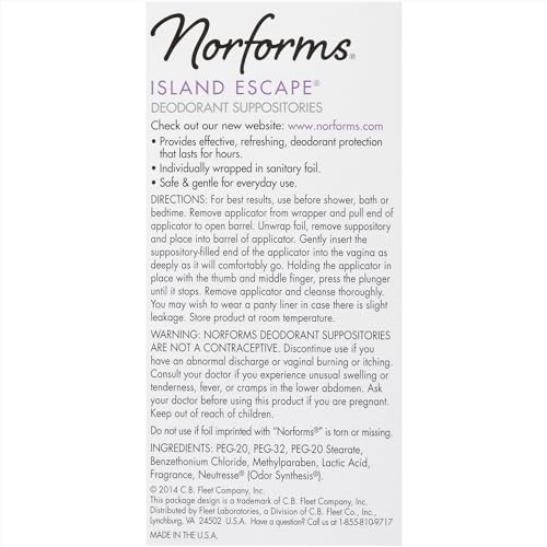 Norforms Feminine Deodorant Suppositories, Long Lasting Odor Control, Tropical Splash Scent Norforms