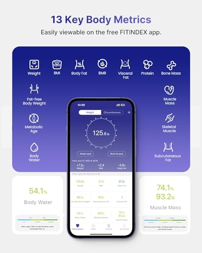 FITINDEX Smart Scale, FSA HSA Eligible Scale for Body Weight, Body Fat Scale with All-in-one FITINDEX