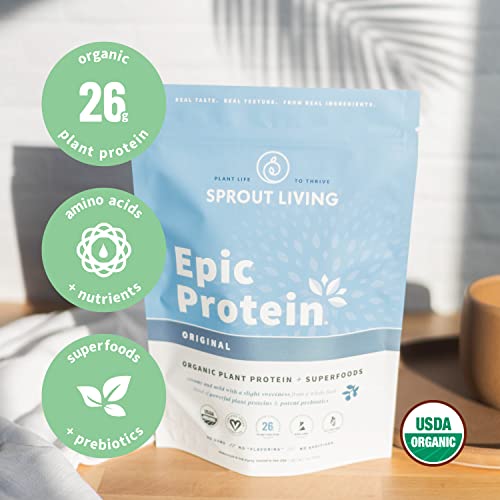 Sprout Living, Epic Protein, Plant Based Protein & Superfoods Powder, Original, Unflavored Sprout Living