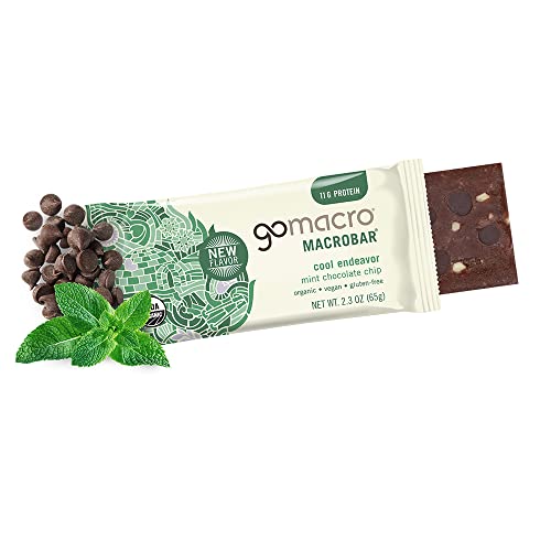 GoMacro MacroBar Organic Vegan Protein Bars - Mint Chocolate Chip, 2.3 Ounce Bars GoMacro