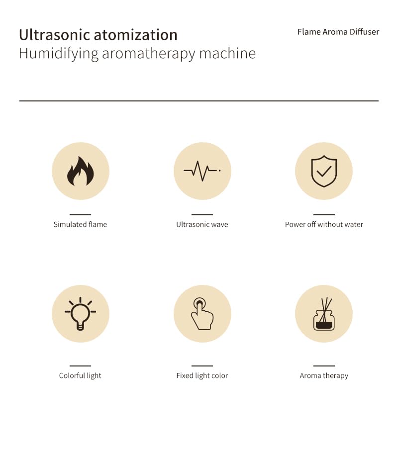 USB Oil Diffuser LED Flame Diffuser Humidifier Ultrasonic USB Flame Humidifier Essential Oil